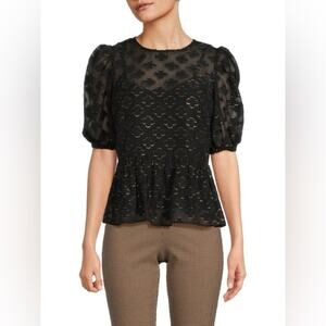 NWT Nanette Lepore black gold blouse XS